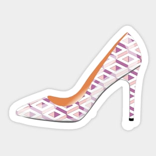 High heeled shoe in rose quartz and bodacious pink pattern Sticker